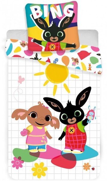Obliečky do detskej postieľky Zajačik Bing, Sula a slniečko - 100% bavlna - 40 x 60 cm + 100 x 135 cm