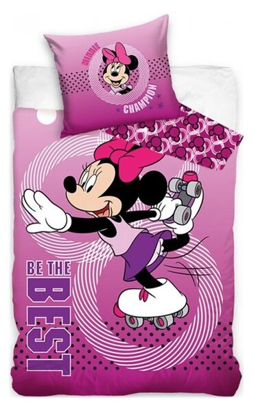 Bavlnené posteľné obliečky Disney - motív Minnie Mouse na korčuliach - 100% bavlna - 70 x 90 cm + 140 x 200 cm