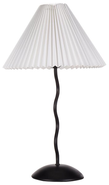Stolná lampa čierny kovový podstavec skladané biele tienidlo svetlo na nočný stolík