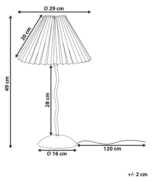 Stolná lampa čierny kovový podstavec skladané biele tienidlo svetlo na nočný stolík