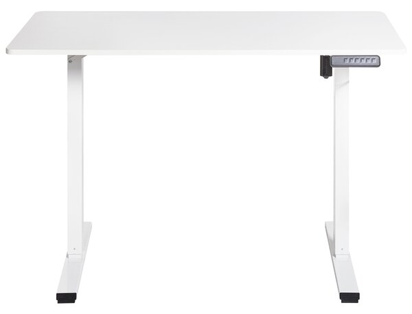 Elektrický výškovo nastaviteľný písací stôl biela doska biely oceľový rám 120 x 60 cm moderný dizajn