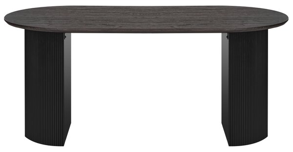 Jedálenský stôl čierny MDF vrchná doska 180 x 90 cm oválny tvar nohy s drážkovaným povrchom moderný štýl kuchyňa jedáleň