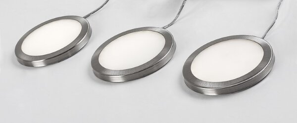 RABALUX 78043 Socavi svietidlo pod kuchynskú linku D80mm LED 3W/100lm 4000K strieborná, biela, 3-set+adaptér
