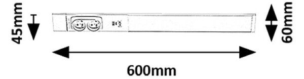RABALUX 78042 Bilal E svietidlo pod kuchynskú linku so zásuvkou š600mm LED 18W/1750lm 4000K matná biela