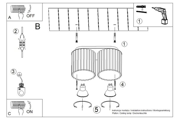 Stropné svietidlo Aura, 2x čierne hliníkové tienidlo, (10 cm)