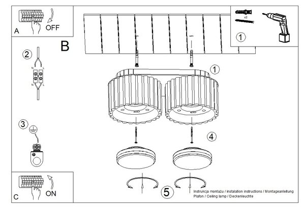 Stropné svietidlo Aura, 2x ružové hliníkové tienidlo, (6 cm)