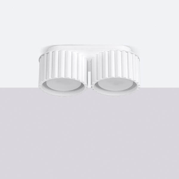 Stropné svietidlo Aura, 2x biele hliníkové tienidlo, (6 cm)