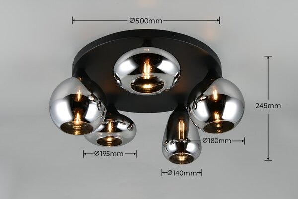 TRIO 617030532 LUMINA stropné svietidlo D635mm 5xE14 čierna, chrómová