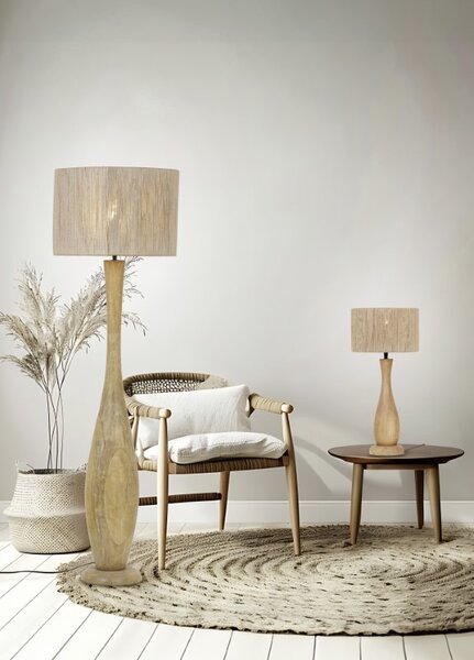 TRIO 567200130 TOBA stolná lampa V540mm 1xE27 drevo, béžová
