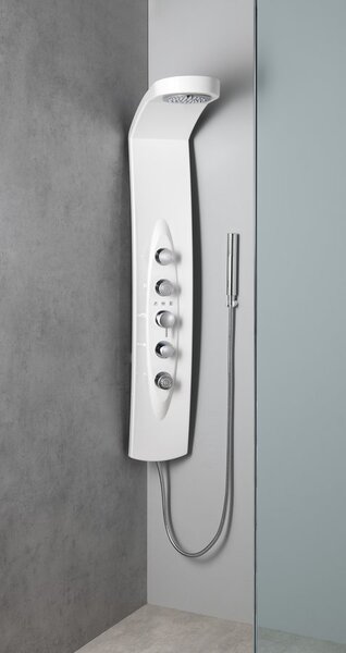 Polysan Polysan, MOLA rohový sprchový panel s termostatickou batériou 210x1300mm, bielá, 80372
