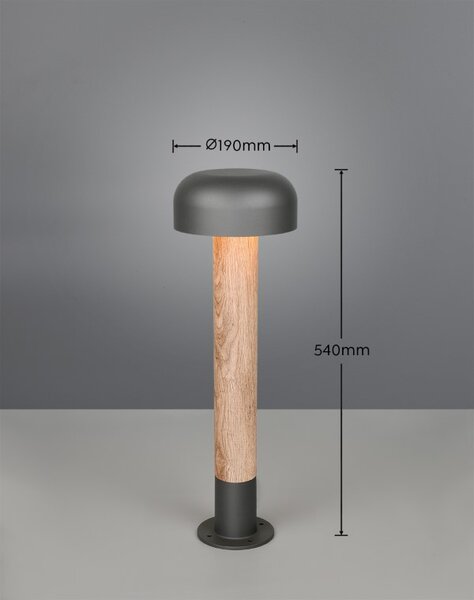TRIO 562560135 FRASER vonkajšie stojanové svietidlo/stĺpik V540mm 1xE27 IP54 šedá, vzhľad dreva