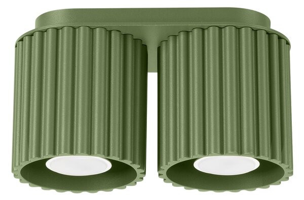 Stropné svietidlo Aura, 2x olivovo zelené hliníkové tienidlo, (10 cm)