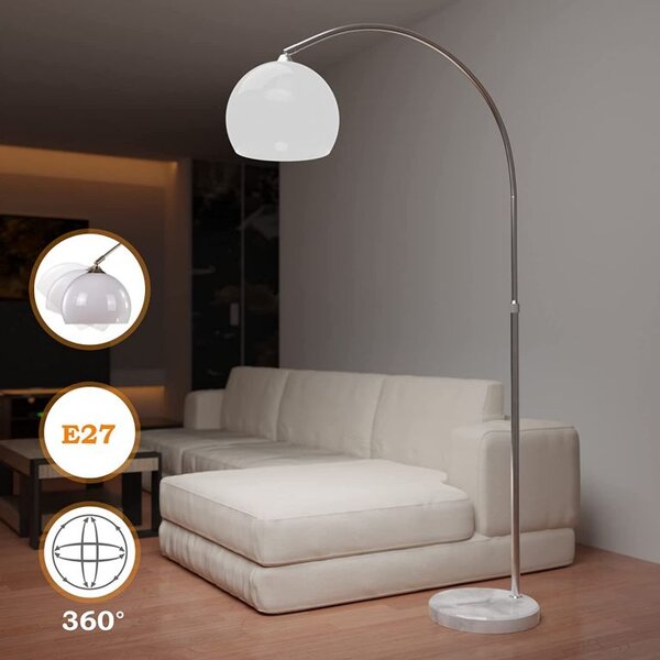 Jago Stojacia oblúková lampa, biela, 130 - 180 cm