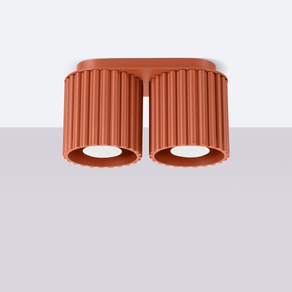 Stropné svietidlo Aura, 2x okrovo červené hliníkové tienidlo, (10 cm)