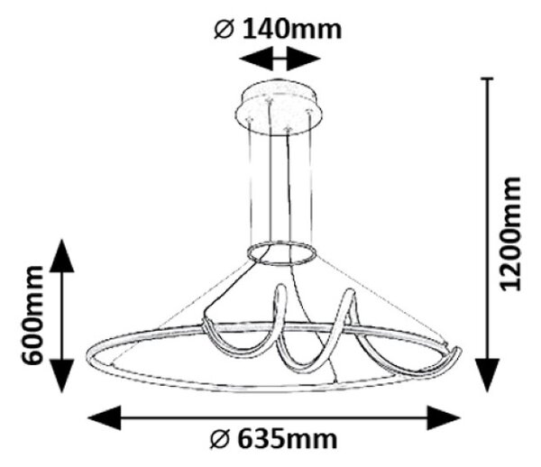 RABALUX 72022 Menazi závesné svietidlo D635mm LED 46W/4160lm 3000-6500K čierna, biela, stmievateľné, diaľkový ovládač