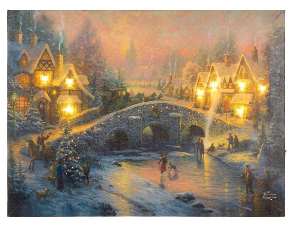 Nexos 86740 Nástenná maľba vianočná krajina, 8 LED, 30 x 40 cm