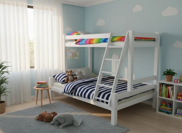 MAXMAX Detská poschodová posteľ s rozšíreným spodným lôžkom z MASÍVU 200x90 cm bez šuplíka PAVLÍNA