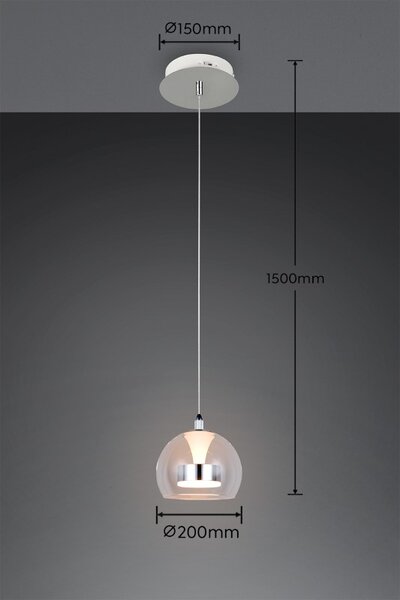 TRIO 331610106 FLYNT závesné svietidlo D200mm SMD LED 11W/1150lm 2300+3000+4000K chrómová, switchdimmer