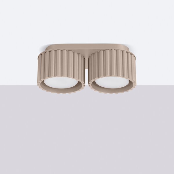 Stropné svietidlo Aura, 2x tmavobéžové hliníkové tienidlo, (6 cm)
