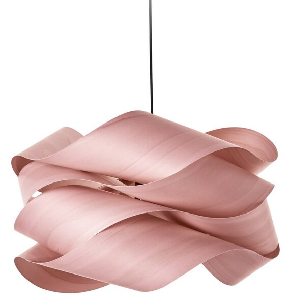 LZF LAMPS Závesné svietidlo Link, svetloružová/niklová, Ø 46 cm, drevo, Fialová / ružová, Obývacia izba / jedáleň, Drevo, Dizajn, Závesné svietidlo