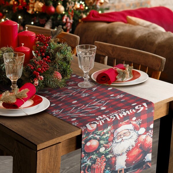 VIANOČNÝ BEHÚŇ NA STÔL SANTA CLAUS 33X183 CM VZOROVANÝ