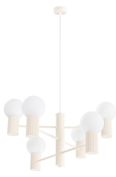 Luster Halo, 6x biele sklenené tienidlo, be