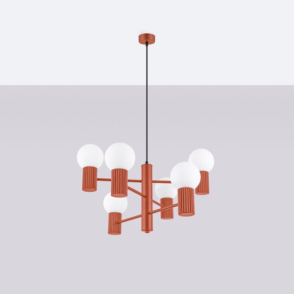 Luster Halo, 6x biele sklenené tienidlo, ro