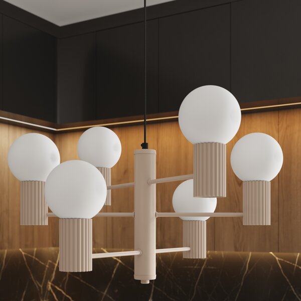 Luster Halo, 6x biele sklenené tienidlo, tp