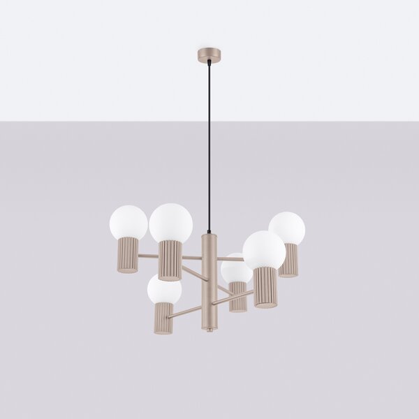 Luster Halo, 6x biele sklenené tienidlo, tp