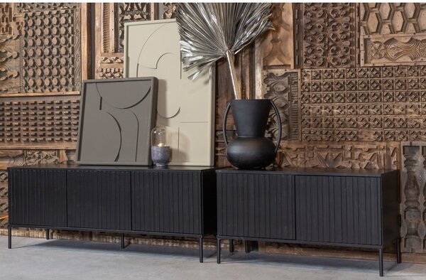 Čierny TV stolík z borovicového dreva 150x56x44 cm Gravure – WOOOD