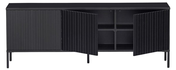Čierny TV stolík z borovicového dreva 150x56x44 cm Gravure – WOOOD