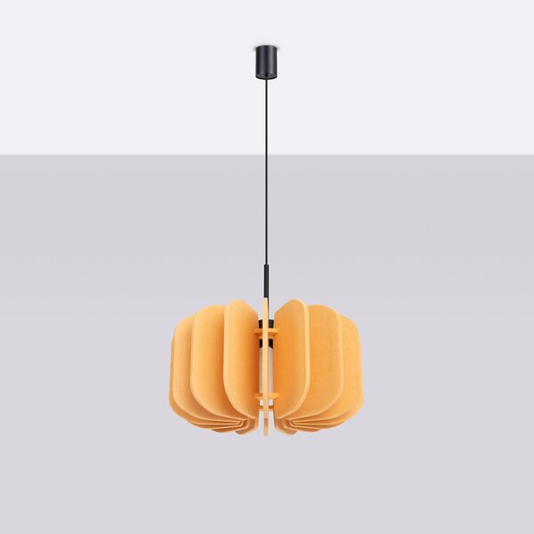 Závesné svietidlo Mula, 1x žlté plstené tienidlo, (fi 45cm)