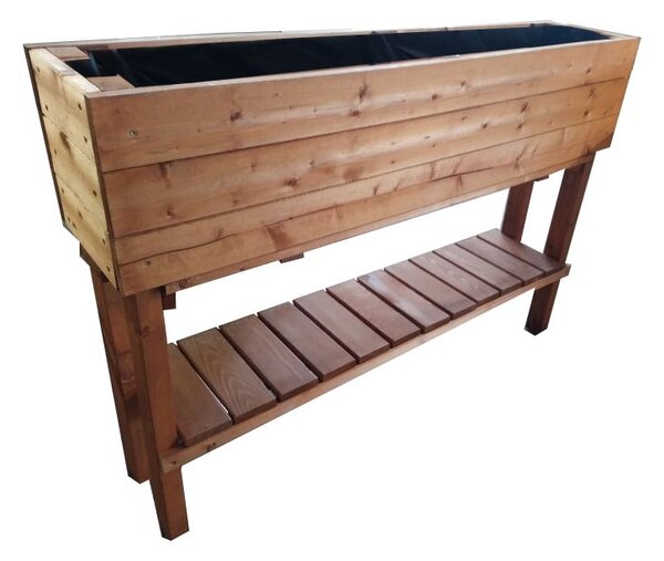 Drevený vyvýšený záhon na nožičkách s výškou 124 cm