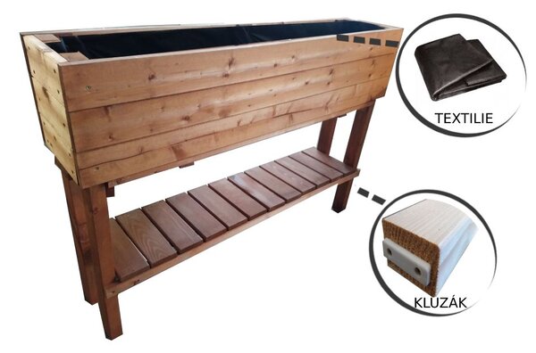 Drevený vyvýšený záhon na nožičkách s výškou 124 cm