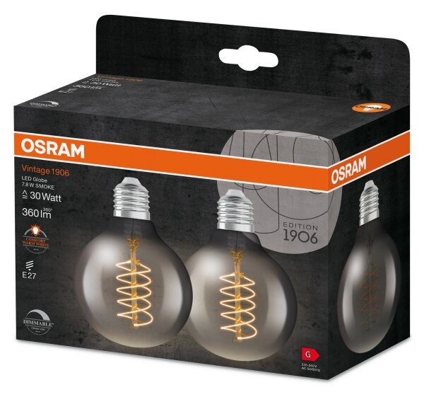 SADA 2x LED stmievateľných filamentových žiaroviek E27/7,8W/230V 1800K - Osram