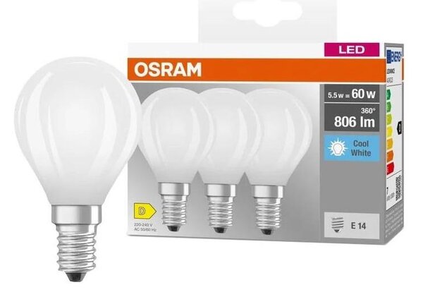 SADA 3x LED žiarovka BASE CLASSIC FILAMENT E14/5,9W/230V 4000K - Osram