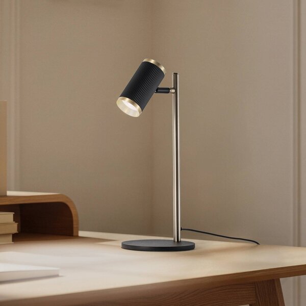 Lucea Stolná lampa Lume, čierna/zlatá antika, výška 42 cm, kov, Čierna, Obývacia izba / jedáleň, kov, Stojacie svietidlo
