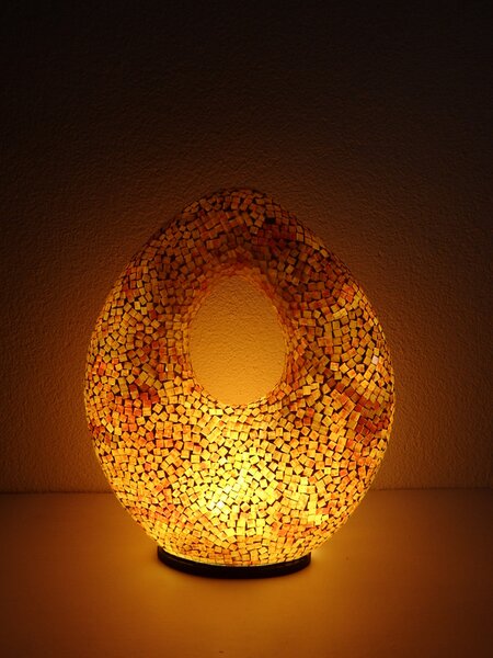 Stolná lampa OVAL, 50 cm, žltá, ručná práca, mozaika