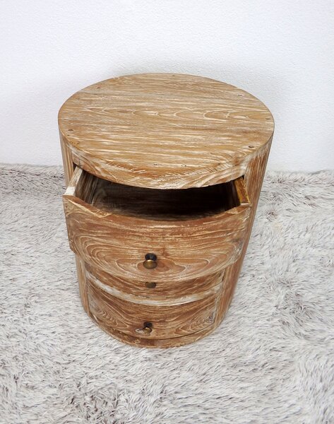 Okrúhly postranný stolík BOHO - teakové drevo