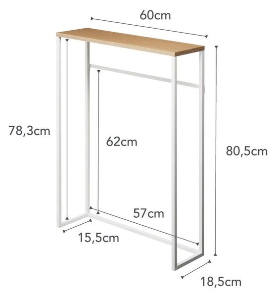 Bielo-svetlohnedý konzolový stolík 18.5x60 cm Tower – YAMAZAKI