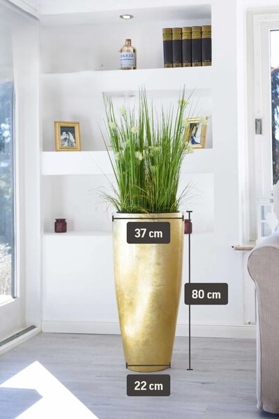 Kvetináč CITY, sklolaminát, výška 80 cm, zlatý lesk