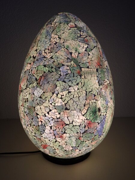 Stolná lampa sivá/ pastelová EGG , 40 cm ručná práca