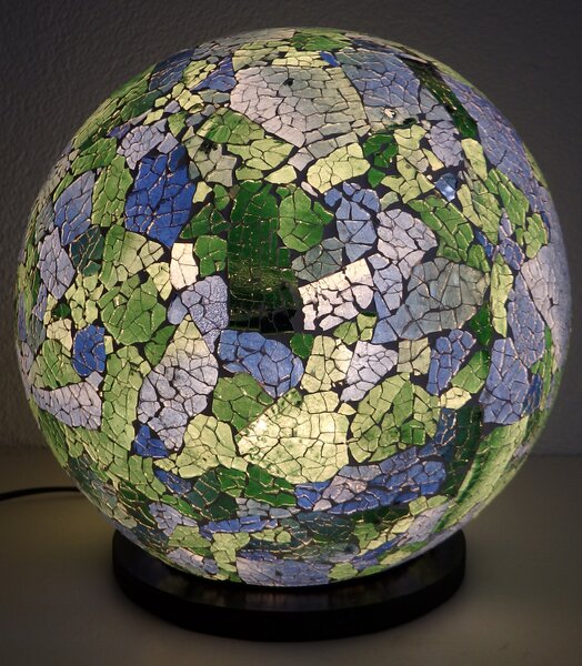 Stolná lampa modrá/zelená 30 cm, ručná práca (stolná lampa)
