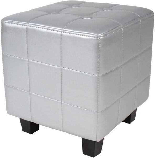 Klubové kreslo s taburetom Chesterfield, strieborné