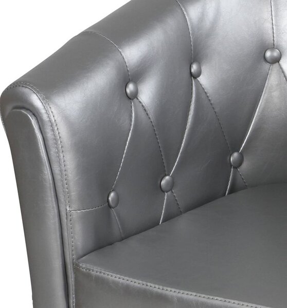 Klubové kreslo s taburetom Chesterfield, strieborné