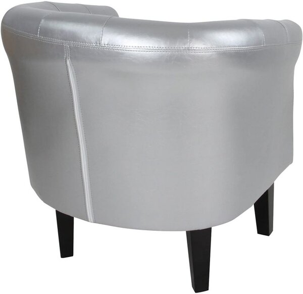 Klubové kreslo s taburetom Chesterfield, strieborné