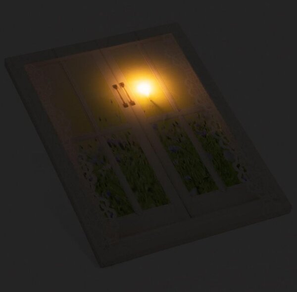 Nástenná maľba slnka za oknom, 1 LED, 30 x 40 cm
