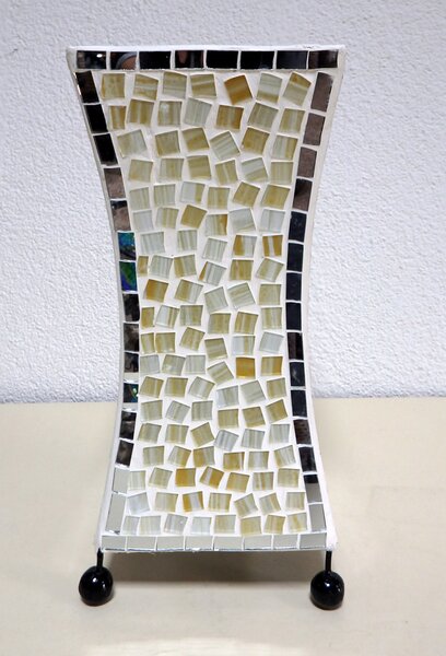 Stolná lampa biela DEWI,30 cm, ručná práca, mozaika