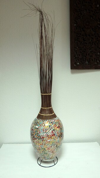 Stolná lampa EXOTIC, 130 cm, ručná práca, mozaika, morská tráva