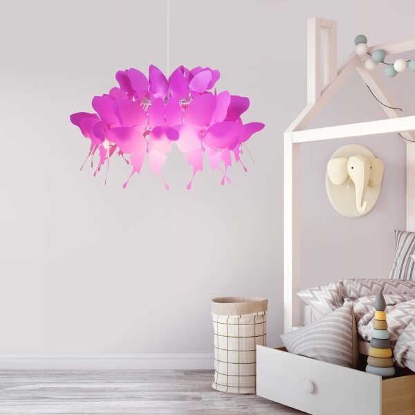 Detský luster FARFALLA 1xE27/60W/230V ružový